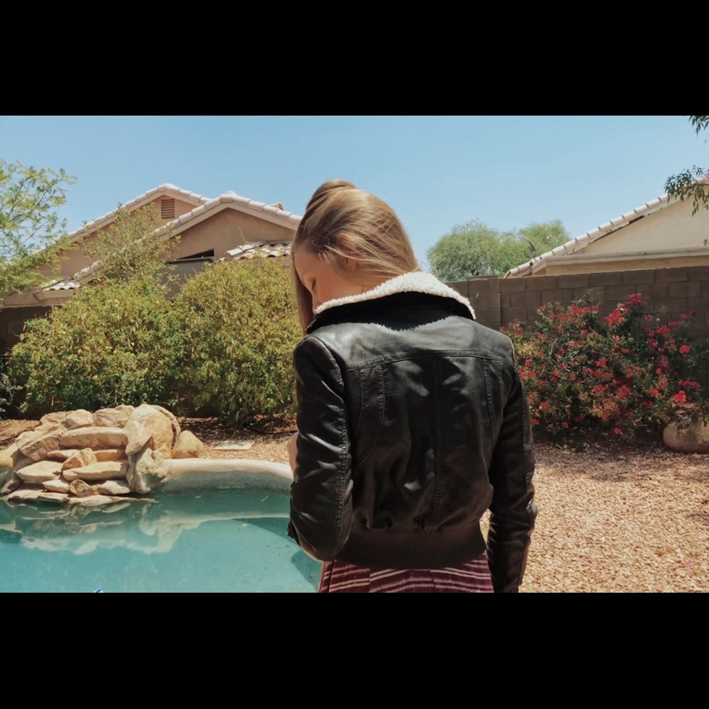 Brown Faux-Leather Bomber